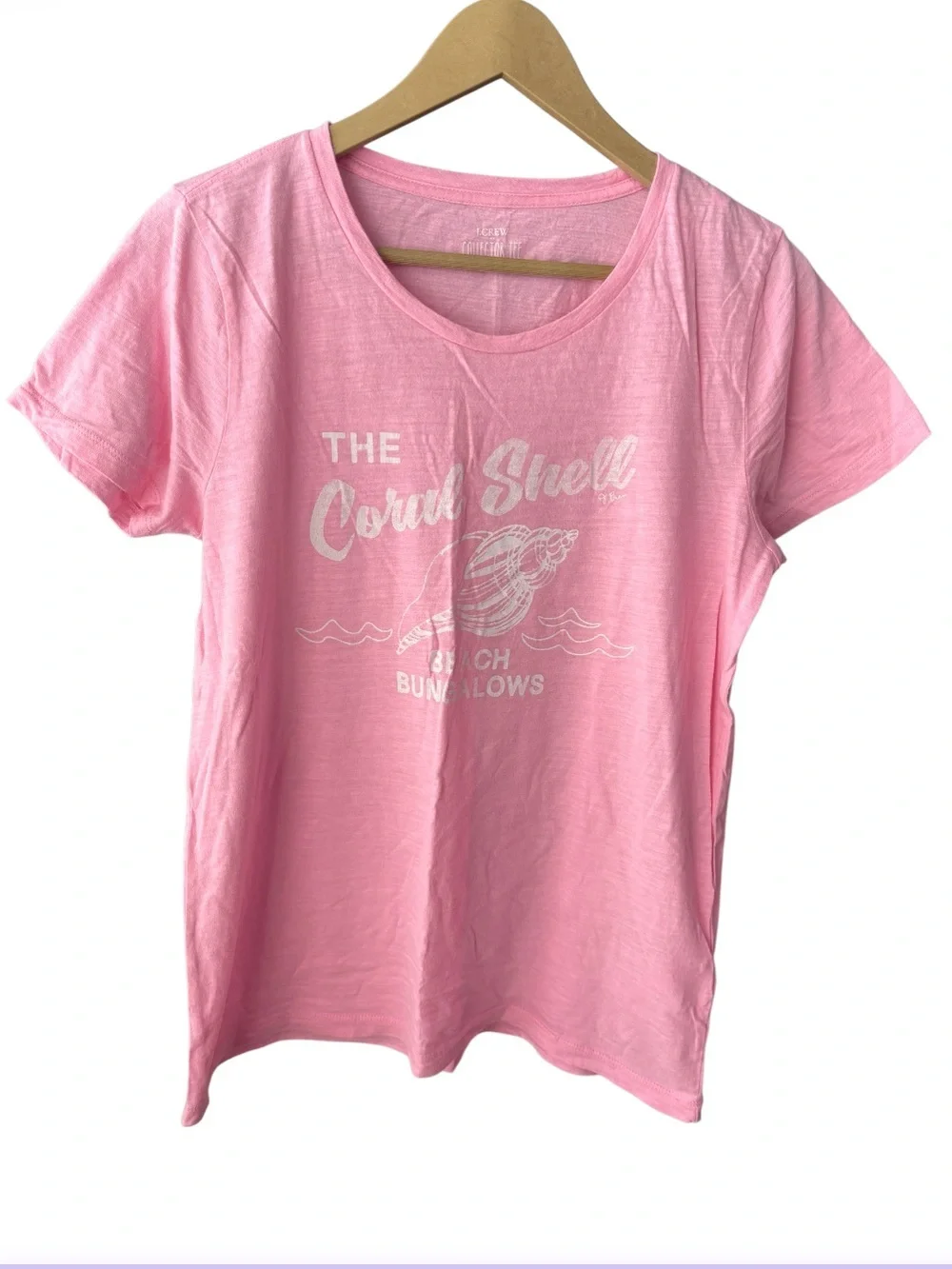 J.Crew Collector | Tee Pink Coral Shell Beach Bungalows Graphic T-Shirt | Medium